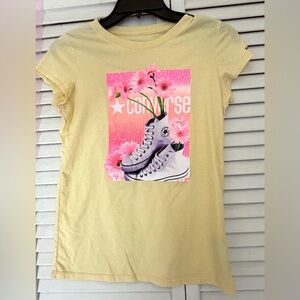 CONVERSE Yellow and Pink floral art Graphic tee